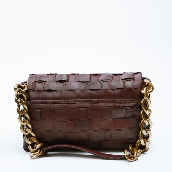 ZARA Woven Leather Shoulder Bag BNWT - Picture 3 of 5